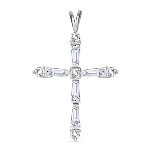 Weißer Zirkonia Anhänger 925 Silber rhodiniert image number 0