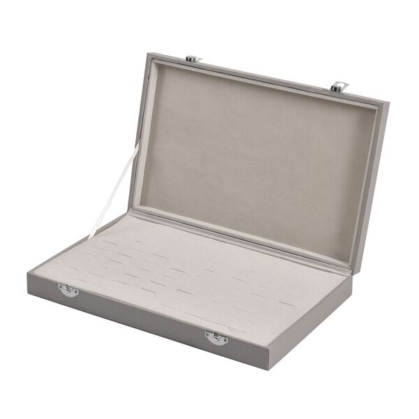 Moderne Ringschatulle aus Kunstleder mit zwei Verschl&uuml;ssen, 29x18.5x4cm, Silber image number 5