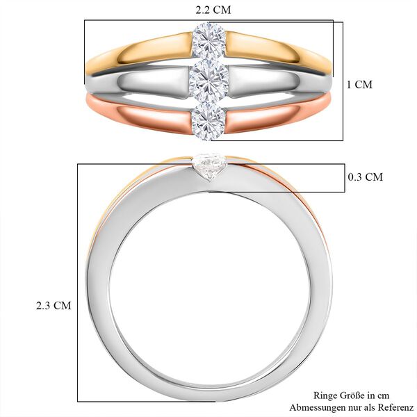 Dreifarbiger Moissanit-Ring - 0,37 ct. image number 7