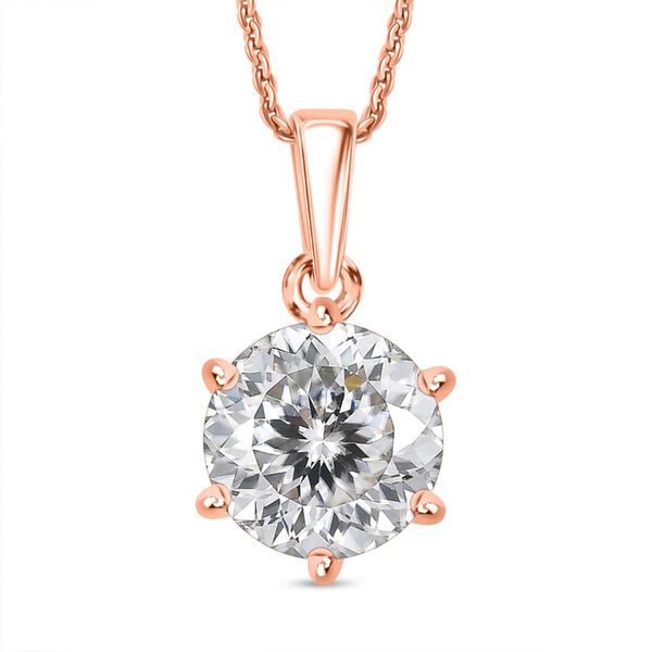 D'Joy Moissanit Anh&auml;nger mit 50cm Kette, 925 Silber 750 Ros&eacute;gold Vermeil - 1,30 ct.