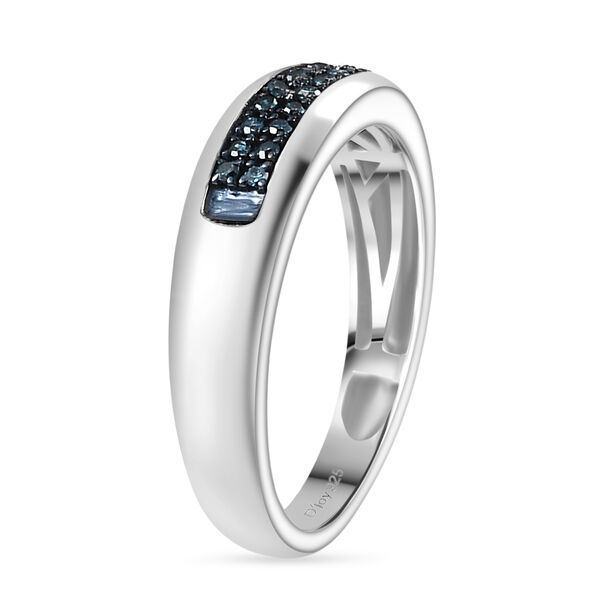 D'Joy Blauer Diamant Ring 925 Silber rhodiniert (Größe 18.00) ca. 0,12 ct image number 4