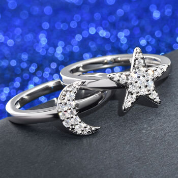 2er-Set - Moissanit Ringe - 0,40 ct.