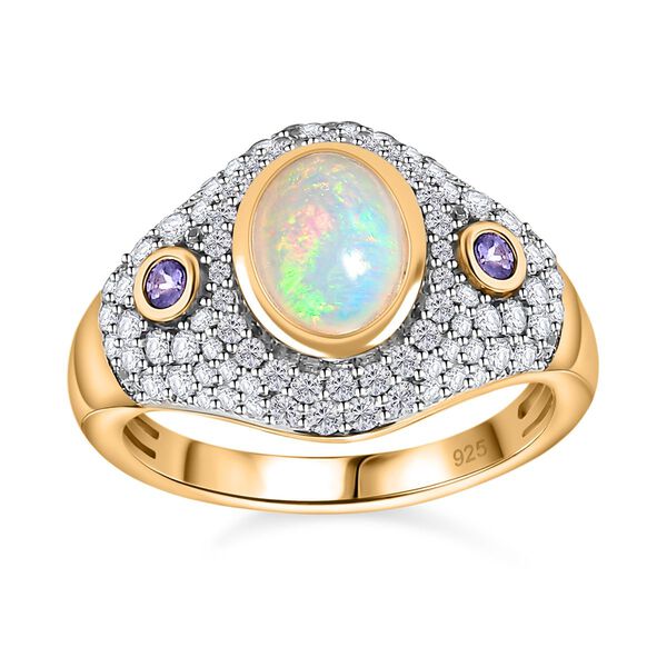 AA nat&uuml;rlicher, &auml;thiopischer Welo Opal, Tansanit und Zirkon-Ring - 2,28 ct. image number 5