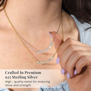 LUXURIANT SI Labor Diamant 45+5cm Halskette, 925 Silber 750 Gelbgold Vermeil - 0,33 ct.