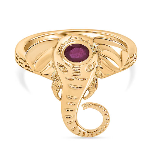 D joy AA Afrikanischer Rubin (Fissure gefüllt) Ring 925 Silber 750 Gelb Vergoldet (Größe 20.00) ca. 0.29 ct image number 0