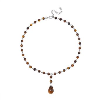 Tigerauge Halskette ca. 45 cm+ 5 cm Extender, ca. 95.00 ct