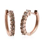 Champagner Diamant-Creolen, 925 Silber Roségold Vermeil ca. 1,00 ct