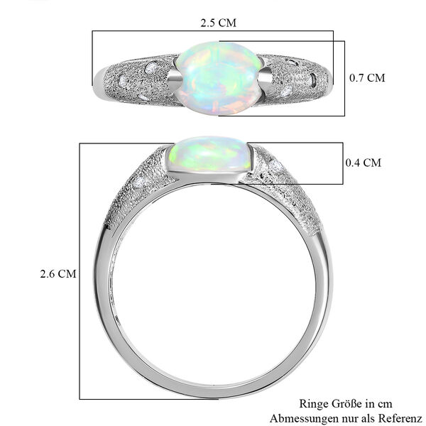 AA Nat&uuml;rlicher, &auml;thiopischer Welo Opal, Moissanit Ring 925 Silber rhodiniert (Gr&ouml;&szlig;e 19.00) ca. 1,35 ct image number 6