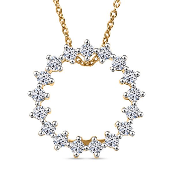 LUXURIANT DIAMOND - Lab Grown Diamant SI-GH Ohrringe und Anh&auml;nget mit Kette (ca. 50cm),  925 Silber Gelbgold Vermeil ca. 0.75 ct image number 1