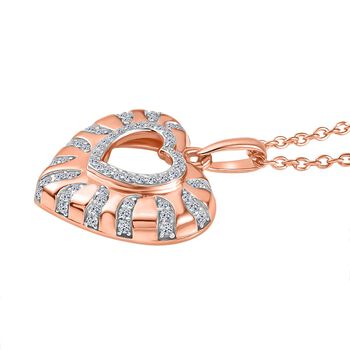 LUXURIANT SI Labor Diamant Anh&auml;nger mit 45cm Kette, 925 Silber Ros&eacute;gold Vermeil - 0,33 ct.