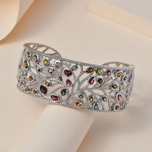 AA Mehrfarbig-Turmalin Armreif ca. 19 cm 925 Silber platiniert ca. 6,53 ct. image number 2