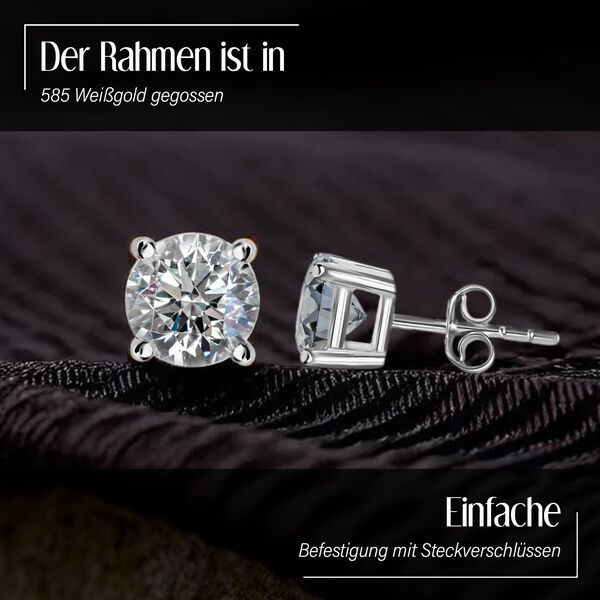 LUXURIANT SGL zertifizierte VS-EF Labor Diamant Ohrringe in 585 Wei&szlig;gold - 1 ct. image number 9