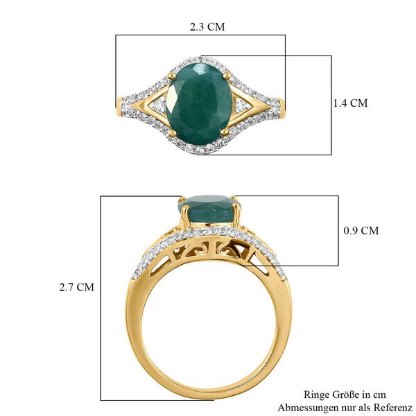 Grandidierit und wei&szlig;er Zirkon-Ring, 925 Silber vergoldet (Gr&ouml;&szlig;e 20.00) ca. 3.19 ct image number 6