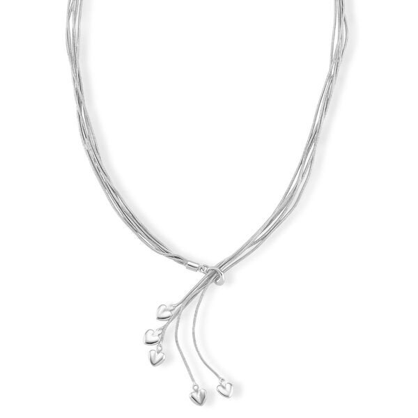 Lariat-Halskette mit Herz-Charms, nickelfreies Messing , ca. 50 cm image number 0