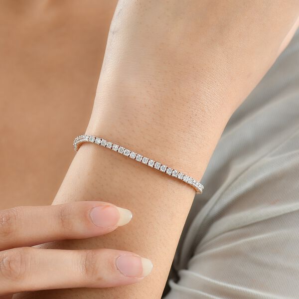 LUXURIANT SGL zertifiziertes VS-EF Labor Diamant 20cm Armband, 925 Silber 750 Ros&eacute;gold Vermeil - 4 ct. image number 2