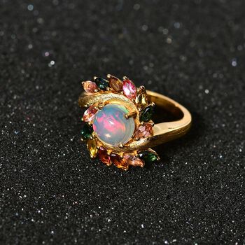 AA nat&uuml;rlicher, &auml;thiopischer Welo Opal und Multi-Turmalin Ring - 2,56 ct.