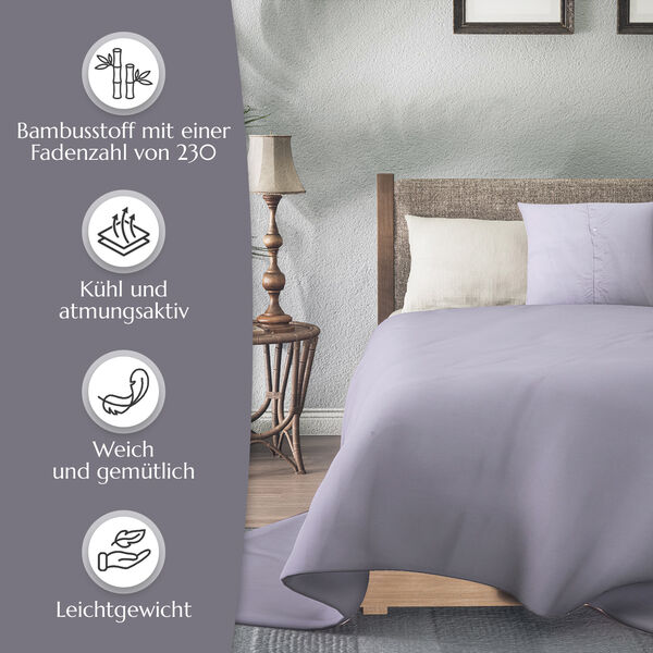 2-teiliges Bettbezug-Set aus 100% Bambus, Grau image number 5