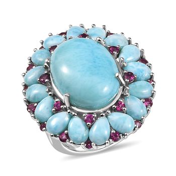 D&rsquo;Joy AA Larimar und Rhodolith Granat Ring - 22,54 ct.
