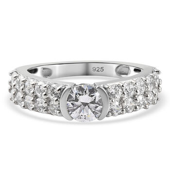 LUSTRO STELLA - feinster Zirkonia-Ring, 925 Silber platiniert (Gr&ouml;&szlig;e 21.00)