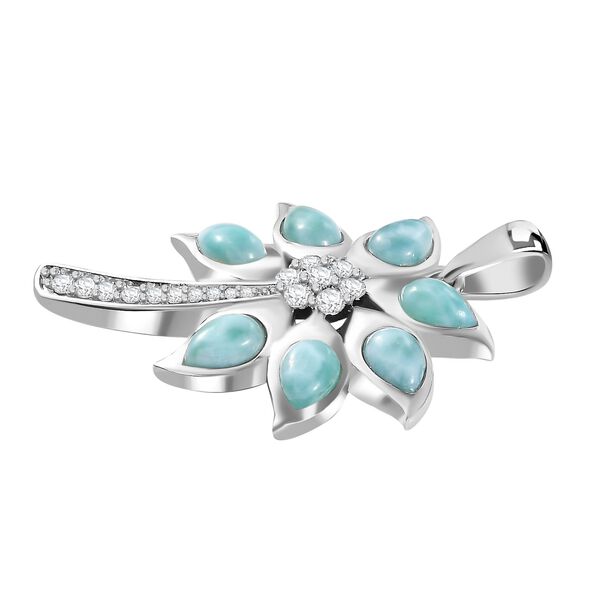 AA nat&uuml;rlicher gr&uuml;ner Larimar und Zirkon-Anh&auml;nger - 4,46 ct. image number 4