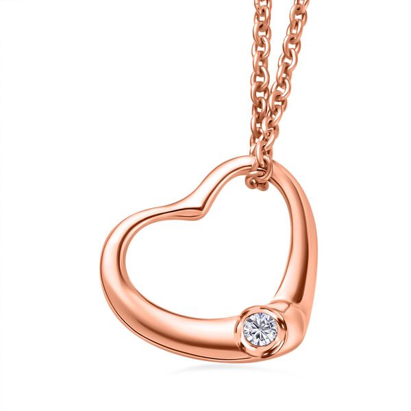 Moissanit Herz Anh&auml;nger mit 50cm Kette in Silber mit Ros&eacute;gold Vermeil