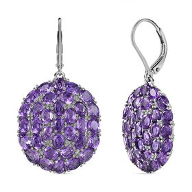 Afrikanische Amethyst Ohrringe, Edelstahl ca. 11.35 ct