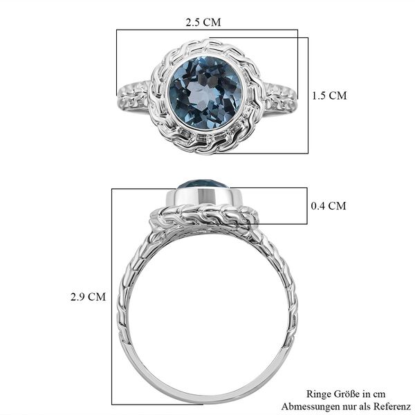Royal Bali Kollektion- Himmelblauer Topas-Ring - 3,54 ct. image number 5