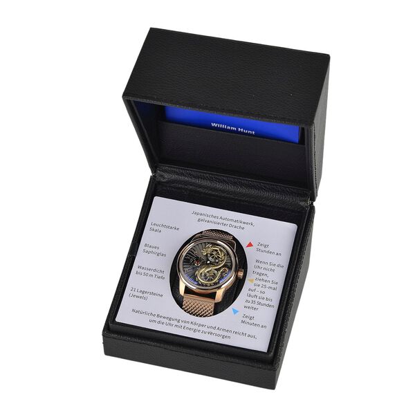 WILLIAM HUNT LIMITIERTE EDITION - Drachen Uhr Seiko Automatik Uhrwerk, 21 Jeweils, Saphir Mineralglas, 5 ATM Wasserdicht, 316L Edelstahl image number 10