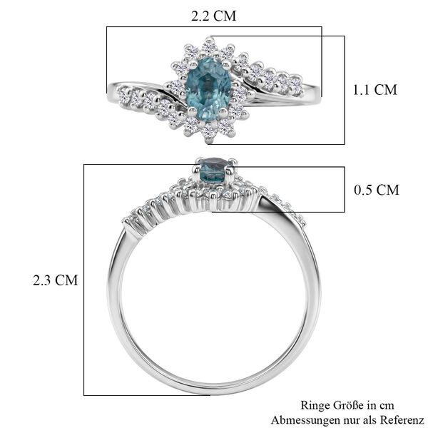 D'Joy Blauer Zirkon, Wei&szlig;er Zirkon Ring 925 Silber rhodiniert (Gr&ouml;&szlig;e 17.00) ca. 1,39 ct image number 6
