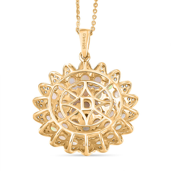 D'Joy AA Nat&uuml;rlicher, &auml;thiopischer Welo Opal, Wei&szlig;er Zirkon Schmuckset ca. 50 cm 925 Silber 750 Gelbgold Vermeil ca. 4,97 ct. image number 5