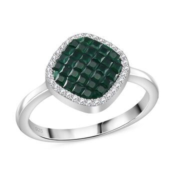 JCK Vegas Designer Schmuck Smaragd Farbe Zirkonia Ring 925 Silber rhodiniert (Gr&ouml;&szlig;e 16.00) 1.06 ct