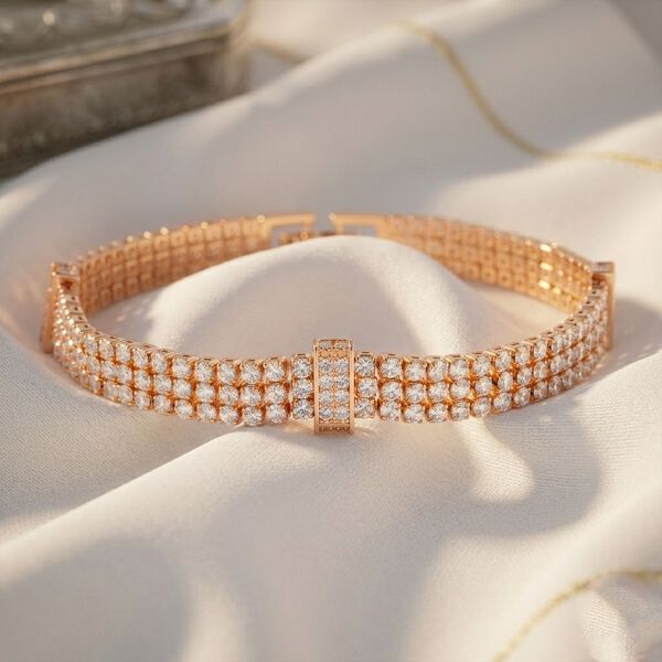 Wei&szlig;er Zirkonia Armband ca. 19 cm Nickelfreies Messing 10.00 ct image number 1