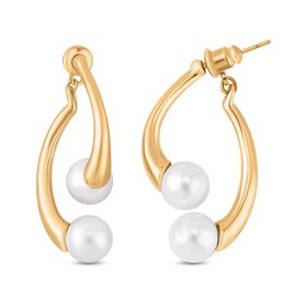 Weiße Muschelkernperlen Ohrringe, goldfarben