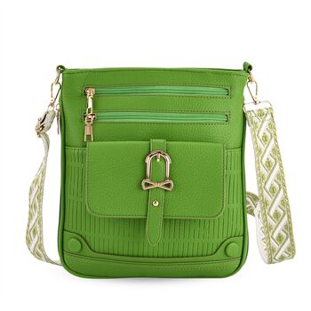 Elegante Umh&auml;ngetasche aus feinem Lederimitat mit Mehrfachf&auml;chern, 24x27 cm, Olivgr&uuml;n