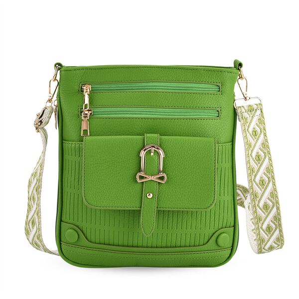 Elegante Umhängetasche aus feinem Lederimitat mit Mehrfachfächern, 24x27 cm, Olivgrün image number 0