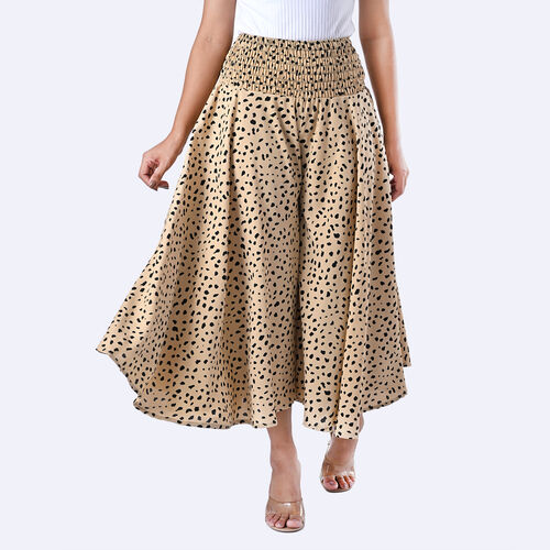 CLOSE OUT - Moss crepe Culottes mit Smock-Taille, ca. 85 x 39 cm, Schwarz und Beige image number 1