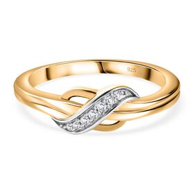 Weißer Diamant-Ring in 925 Silber mit 750 Gelbgold Vermeil