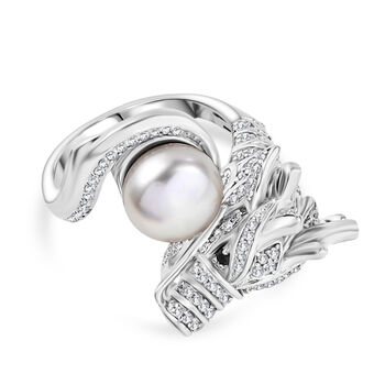 EVER TRUE S&uuml;&szlig;wasser Perle (9-9.5 mm), Schwarzer Spinell Ring Nickelfreies Messing (Gr&ouml;&szlig;e 21.00)