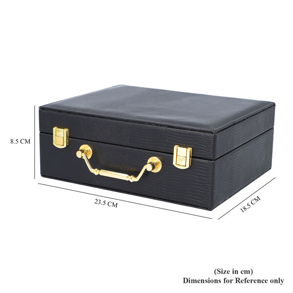 Schmuck Organizer mit Krokoprägung, Spiegel und Fächer, 23,5x18,5x8,5 cm, Schwarz image number 6