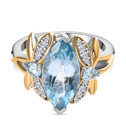 GP Trionfo Kollektion -  Himmelblauer Topas Ring, 925 Silber, (Gr&ouml;&szlig;e 21.00) ca. 5.61 ct