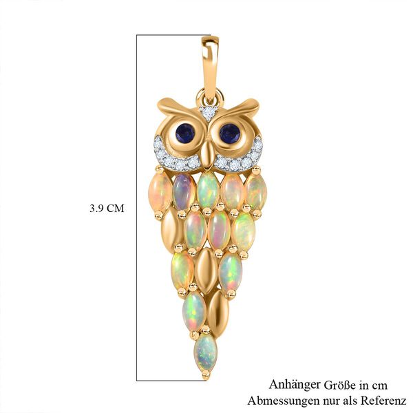 AA Nat&uuml;rlicher, &auml;thiopischer Welo Opal, Kanchanaburi Blauer Saphir Anh&auml;nger 925 Silber Gelbgold Vermeil ca. 1,62 ct. image number 6