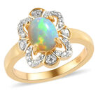 Natürlicher Äthiopischer Opal und Zirkon Ring 925 Silber vergoldet  ca. 1,10 ct image number 5