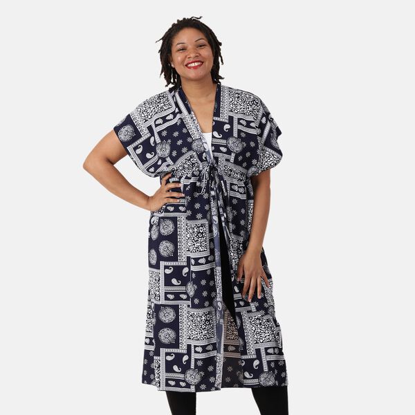 Langes Chiffon Sommerkleid, Dunkelblau, Einheitsgr&ouml;&szlig;e image number 3