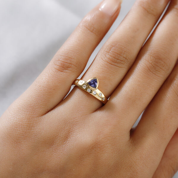 Tansanit und Zirkon Ring 925 Silber vergoldet  ca. 0,49 ct image number 3