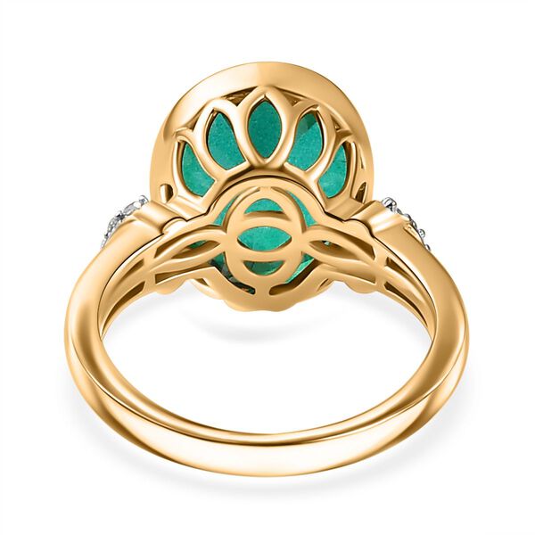 Pfau Quarz Triplette, Wei&szlig;er Zirkon Ring 925 Silber 750 Gelbgold Vermeil (Gr&ouml;&szlig;e 16.00) ca. 5,41 ct image number 6