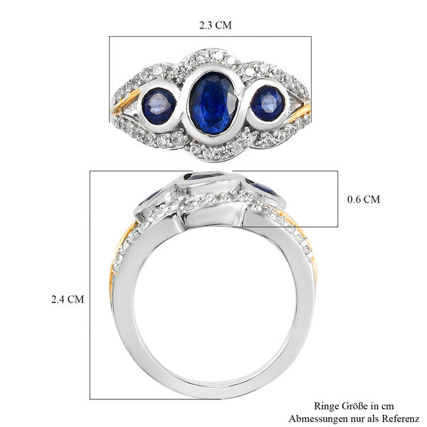 Masoala Saphir und Zirkon-Trilogie-Ring, 925 Silber zweifarbige Beschichtung, 2,70 ct. image number 6