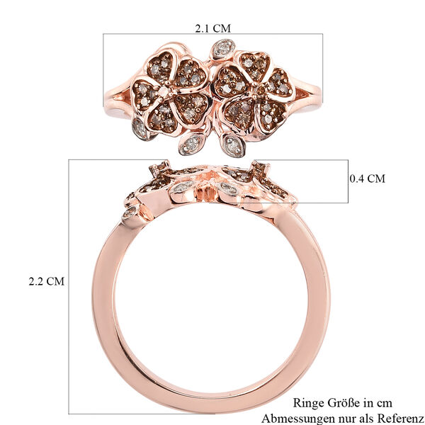 Nat&uuml;rlicher Champagner Diamant Blumen Ring 925 Silber Ros&eacute;gold Vermeil image number 6