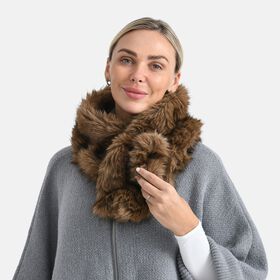 Elastischer Webpelz-Schal, Einheitsgr&ouml;&szlig;e, Dunkelbraun