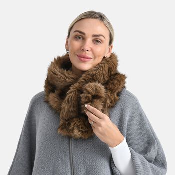 Elastischer Webpelz-Schal, Einheitsgr&ouml;&szlig;e, Dunkelbraun