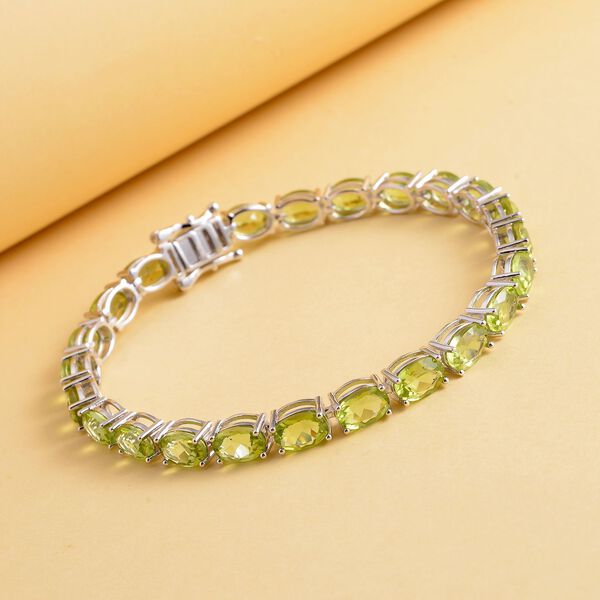 Nat&uuml;rliches Peridot Armband, ca. 20 cm, 925 Silber rhodiniert ca. 22,31 ct image number 2